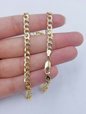 10K Yellow Gold 5mm Cuban Curb Link chain Necklace 18"-26" Diamond Cut Real