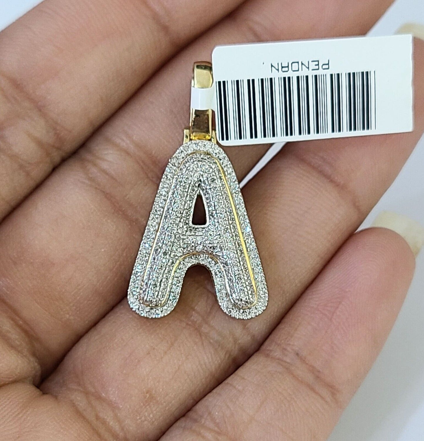 10k Yellow Gold Diamond Letter "A" Initial Alphabet Charm/Pendant Real Genuine