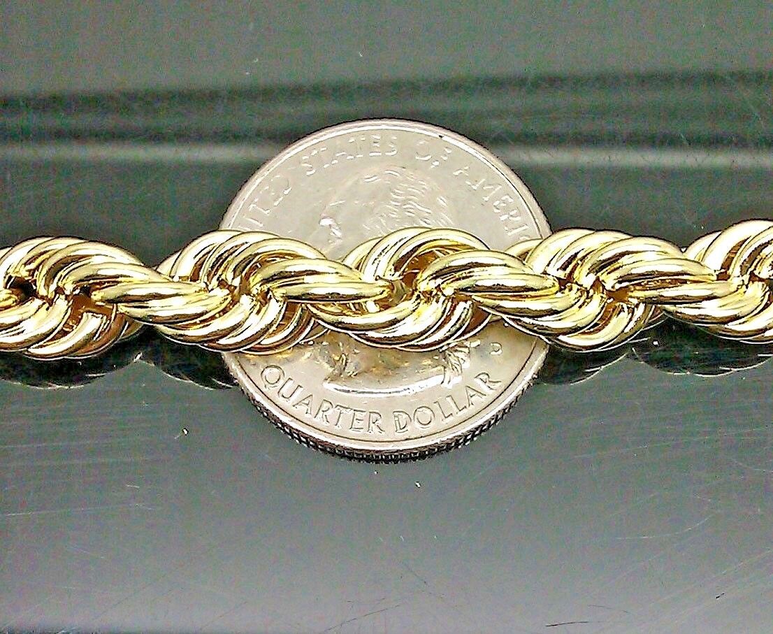 Real 10K Yellow Gold Rope Bracelet 8mm 8 " Long