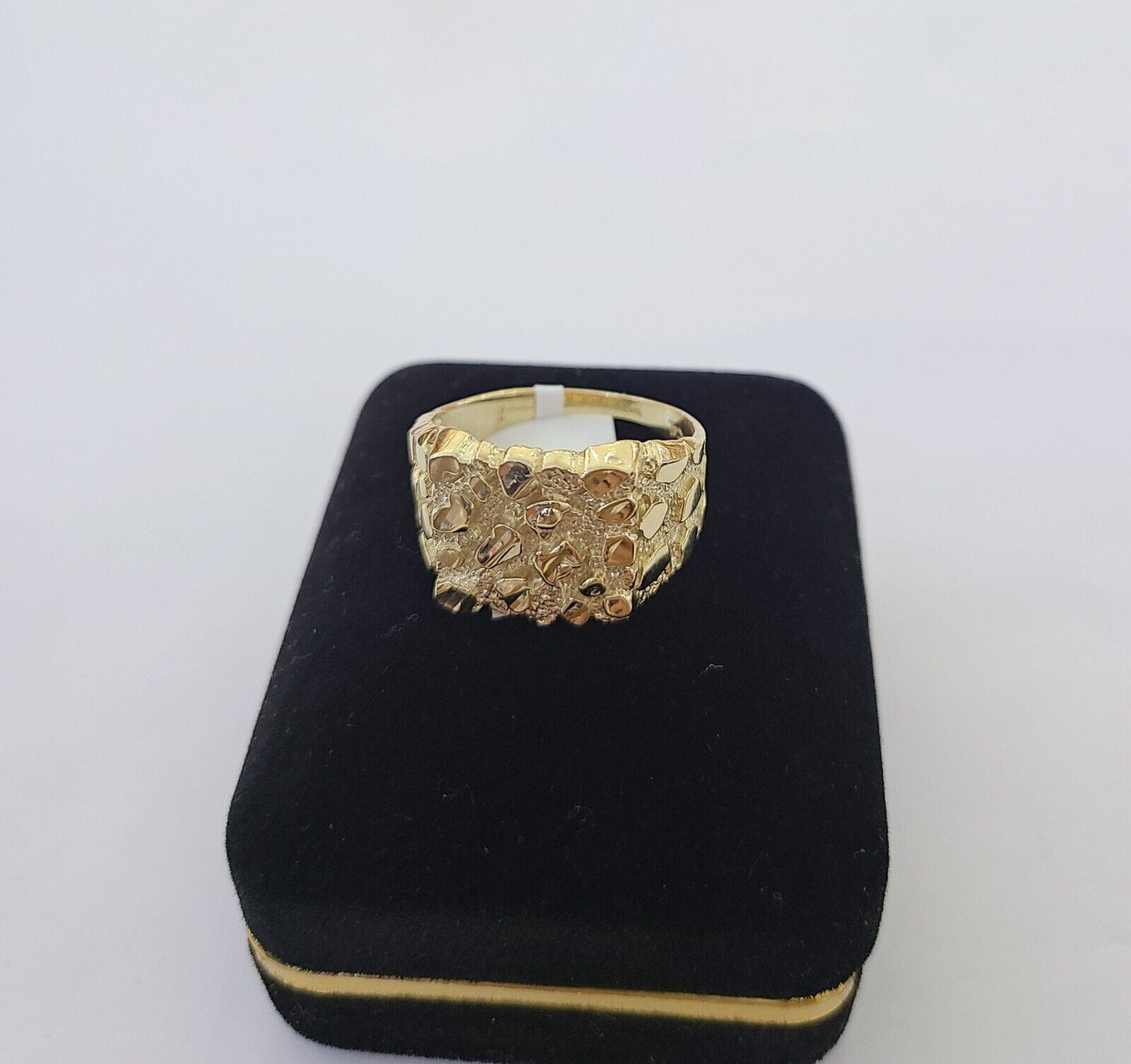 14k Yellow Gold Nugget Band Ring Casual Square Gold Ring Sizable 10kt