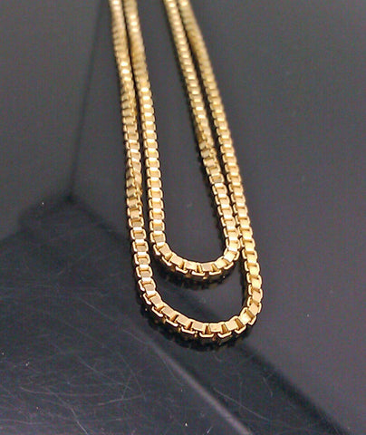 Real 10k Yellow Gold Box Rolo Box Chain Necklace 28"Inch 2mm Rope.