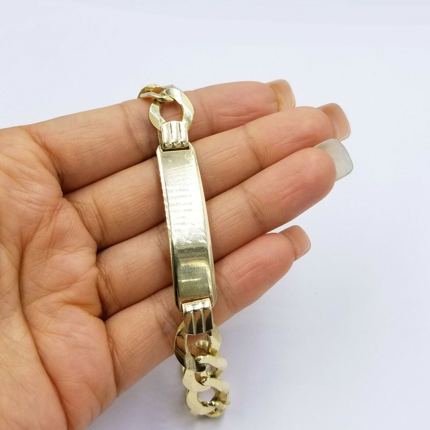 10k Solid Gold Miami Cuban Link ID Bracelet 11mm Men Women 9"inch Lobster Clasp