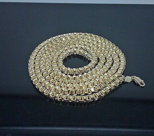 10K Yellow Gold Chain For Men's Real Byzantine 24 Inch Long 3.5mm Real Gold New!