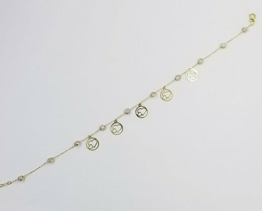 10k Yellow Gold Anklet Women Link Chain 10" Inches