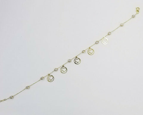 10k Yellow Gold Anklet Women Link Chain 10" Inches