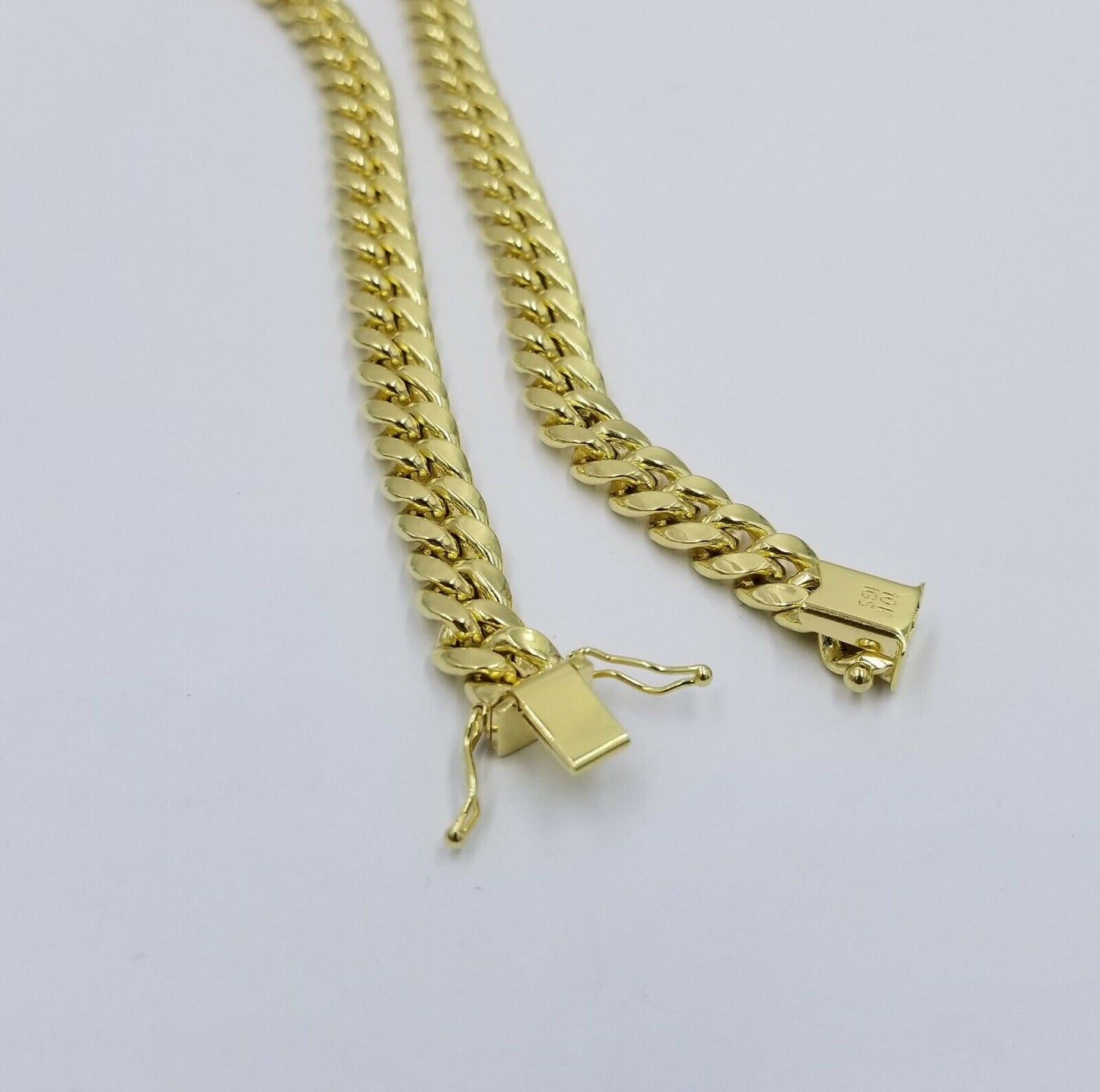 10K Yellow Gold Miami Cuban Thick Chain Necklace Strong Box Lock 8mm 22" Men's