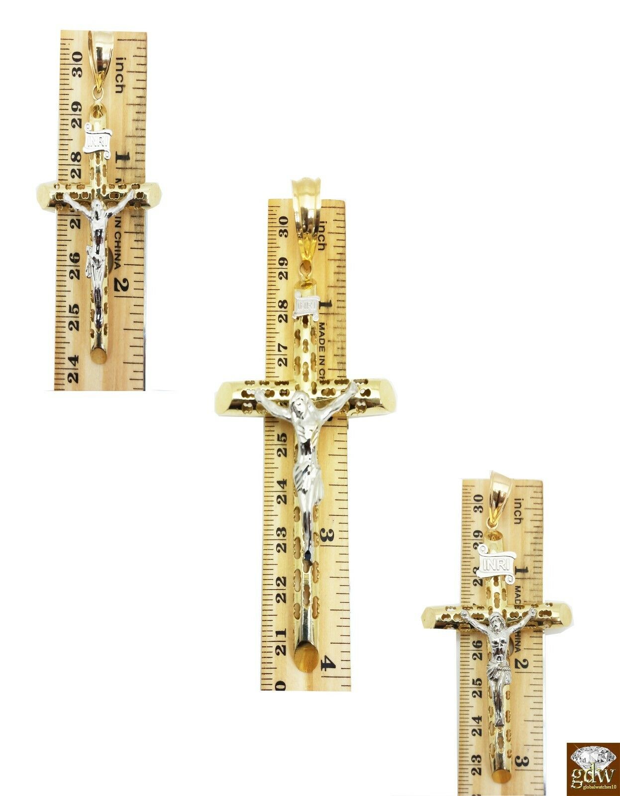 10k Yellow Gold Jesus Crucifix Cross pendant Charm Men Women