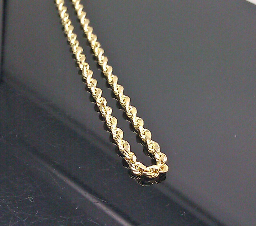 Solid Rope Chain Necklace 10K Yellow Gold 24