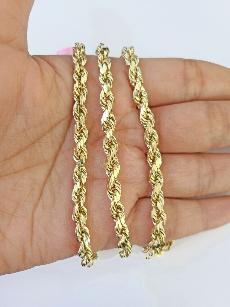 14k Yellow Gold Rope Chain & Texas Map Charm SET 5mm 24 Inches
