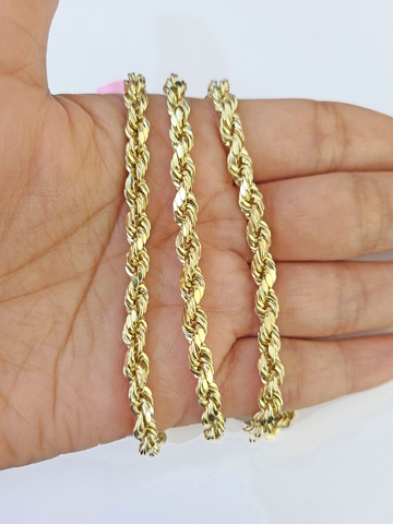 14k Yellow Gold Rope Chain & Texas Map Charm SET 5mm 24 Inches Necklace