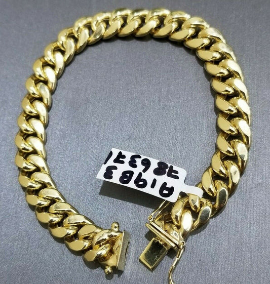 10K Yellow Gold Miami Cuban Link Bracelet  8 Inch 9mm