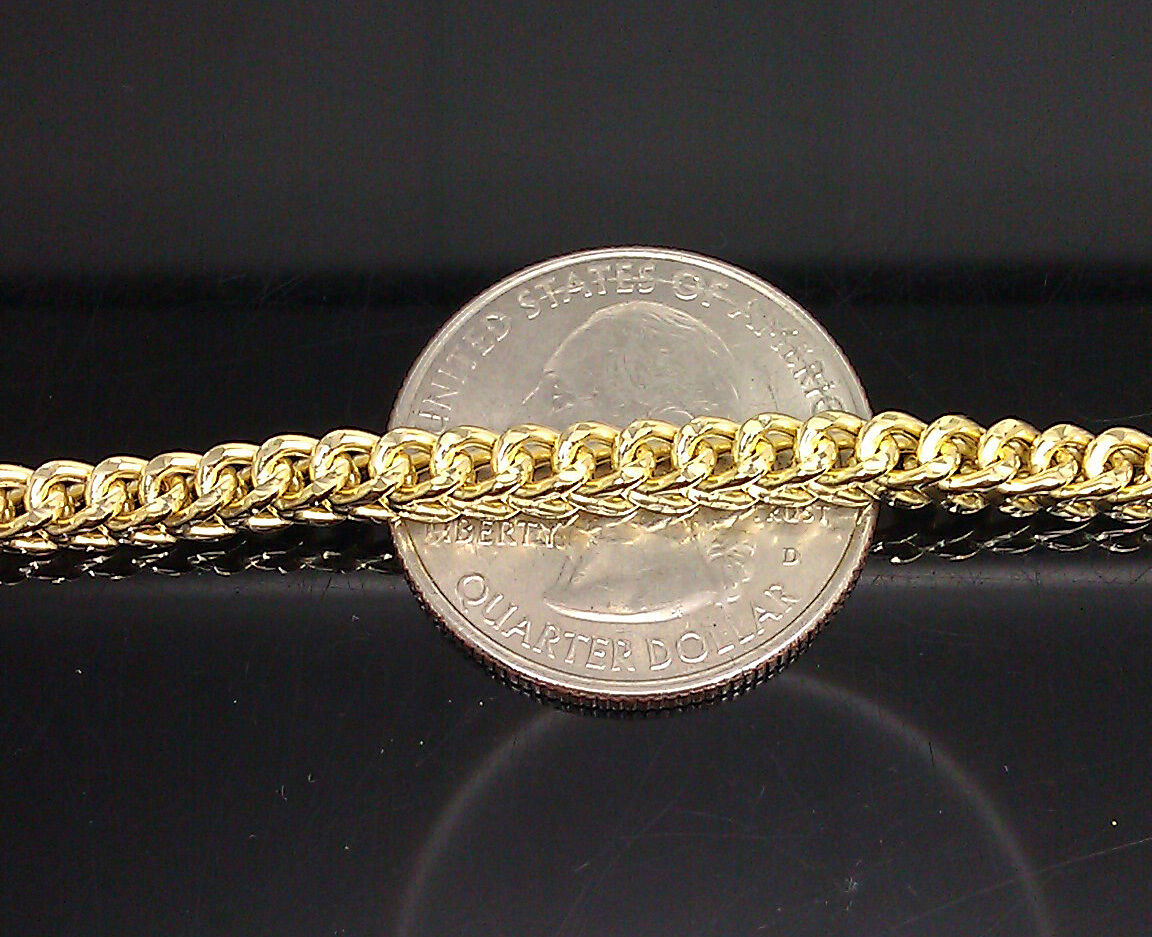 10k Yellow Gold Franco Bracelet 4mm 8" Inch Mens Women  Rope Cuban Link