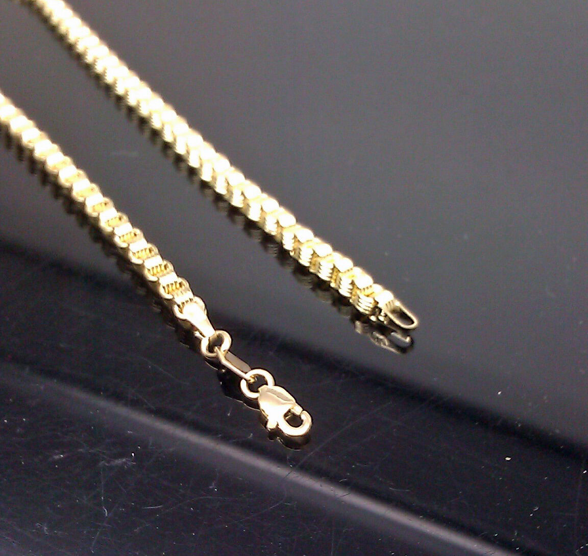 Real 10k Yellow Gold Byzantine Box Chain Necklace 26"Inches Men