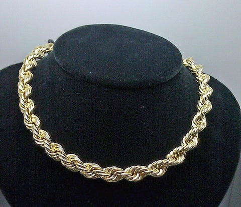 Mens Real 10k Yellow Gold Thick Rope Chain Necklace 20 inch 10mm, 10kt Gold