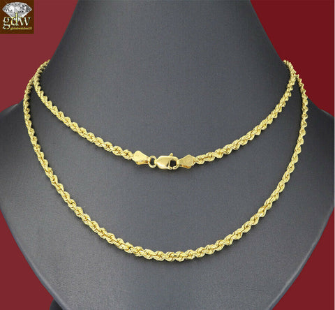 REAL 14k Gold Rope Chain Necklace, Yelloow Gold, 20" - 30" Inch Mens, Cuban,Link