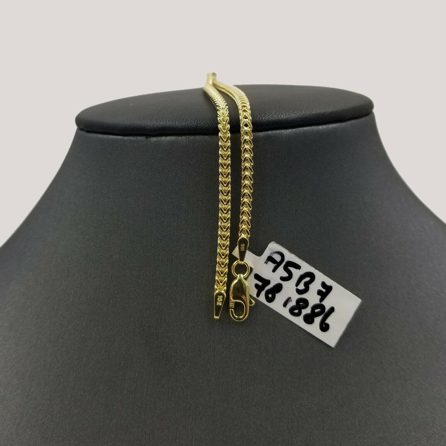 10k Pure Yellow Gold Franco Style Chain Necklace Lobster Clasp 20" 2.5mm