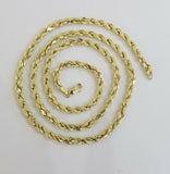 Solid 10k Gold Rope Chain 20" Diamond Cut 4mm Men Women Lobster, REAL 10kt Gold