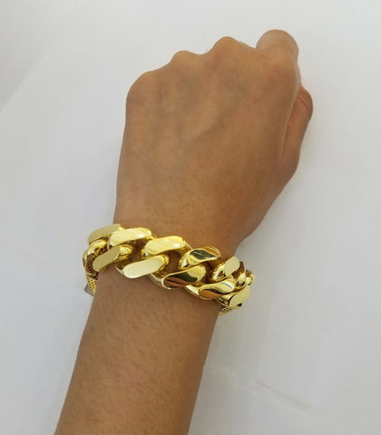 Real 10K Gold Royal Monaco Miami Cuban Link 8.5" Bracelet Box Clasp 20mm