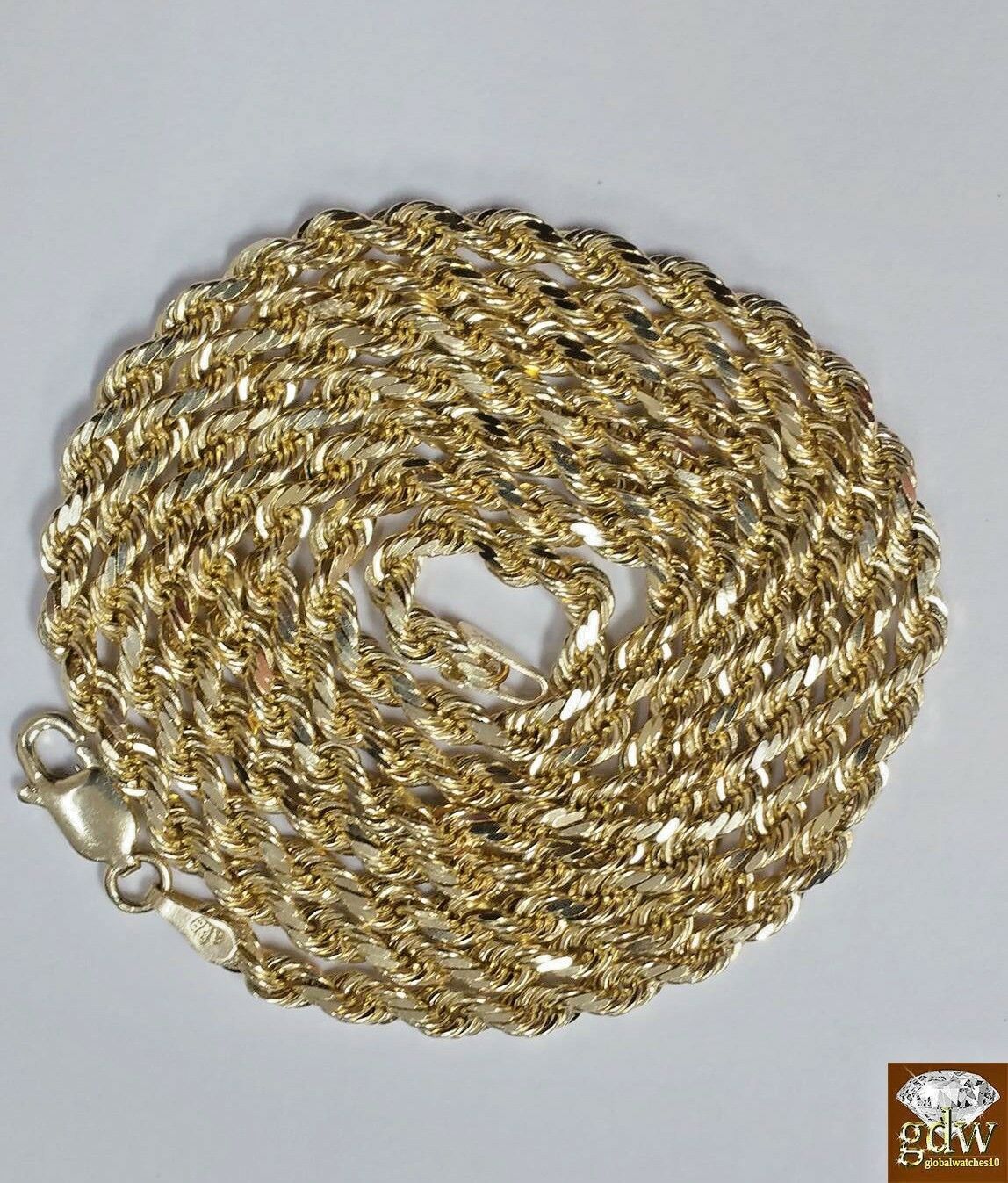 Real 10K Rope Necklace Chain 24" With bracelet 7.5" 8" 8.5" 9"