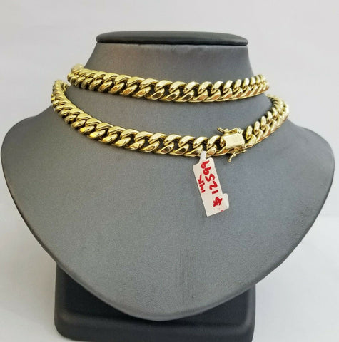 14k REAL Yellow Gold Necklace 26" Inch 10mm Miami Cuban Box Lock Men 14kt