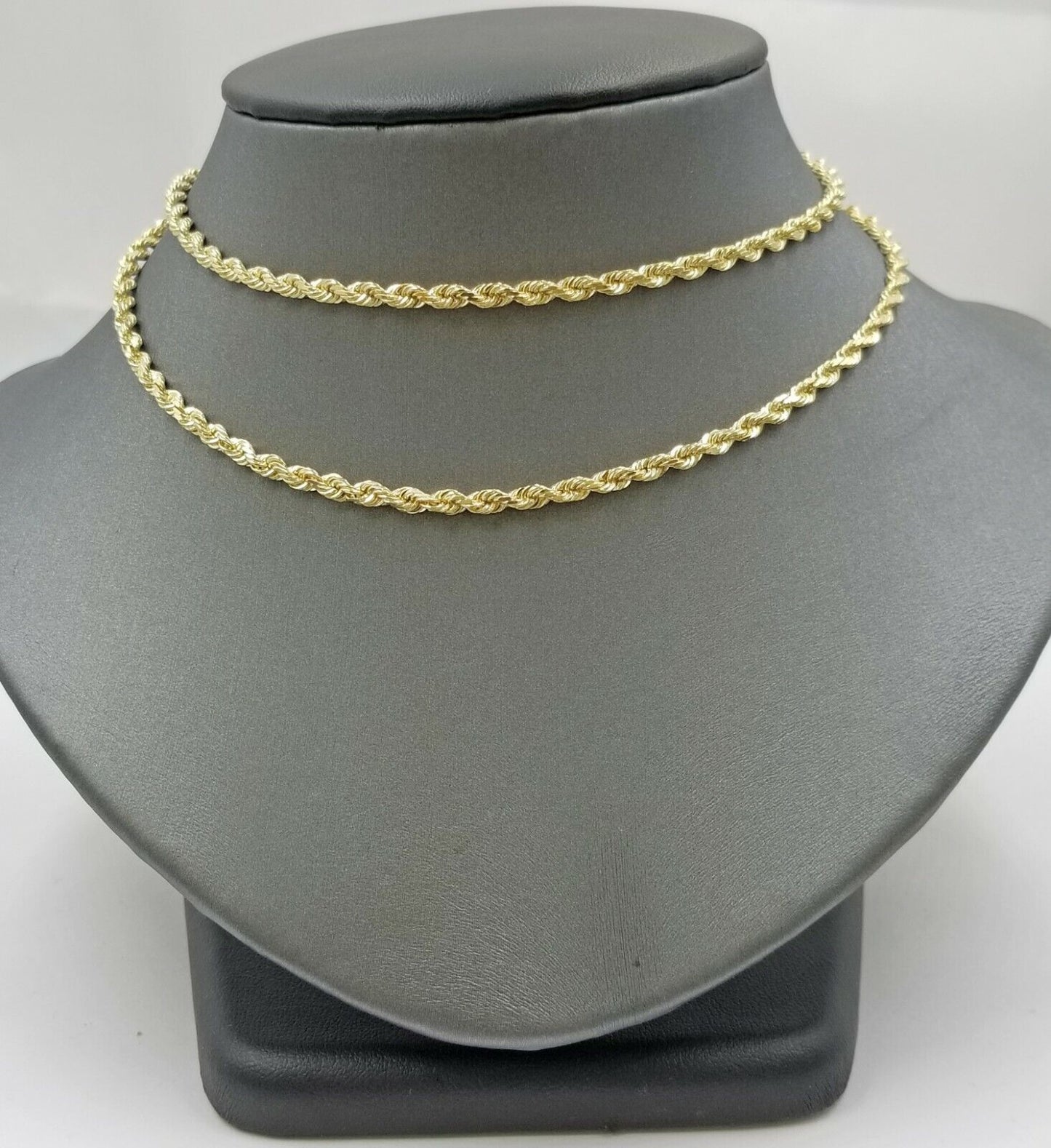 Real 14KT SOLID Yellow Gold 4mm Rope Chain Diamond Cut 20 Inches Real Gold