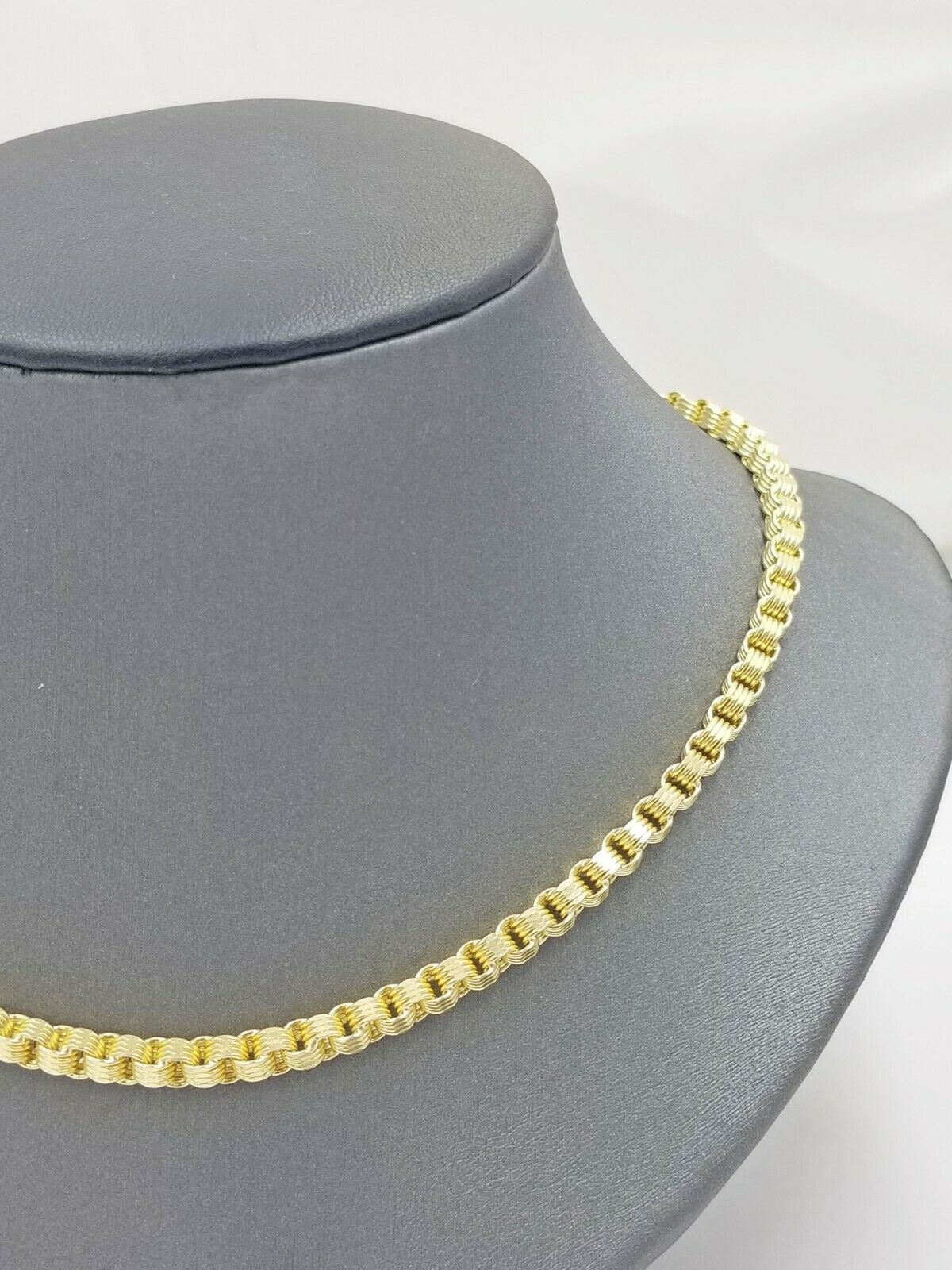 Real 10k Yellow Gold Byzantine Chain Necklace 20 Inch 4mm real Gold Men