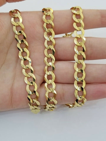 Solid 9mm 14k Gold Cuban curb Link chain Necklace 20"-30" Authentic 14kt Men's