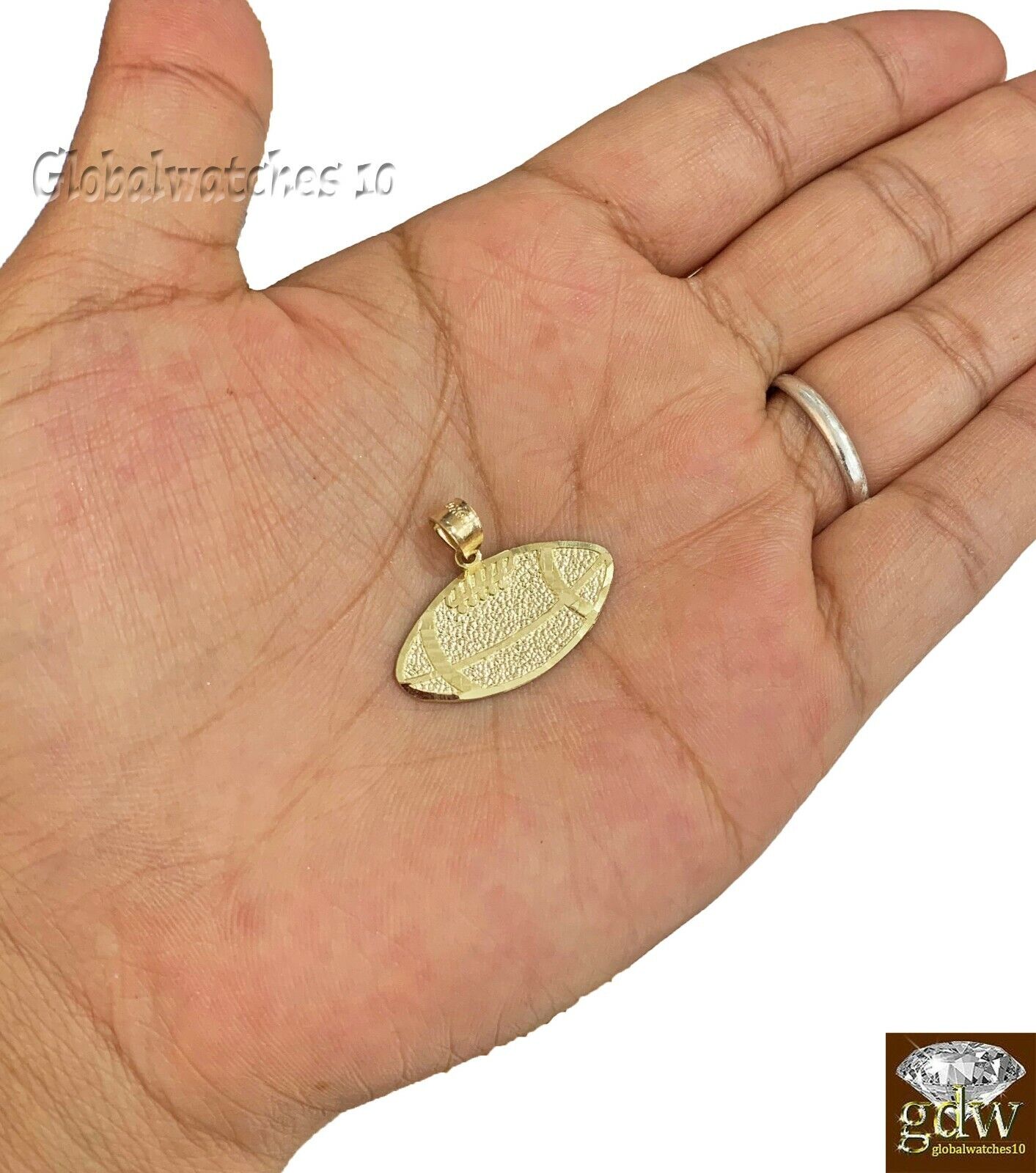 10k Gold Solid Baseball Charm Pendant Diamond Cut Luck Real Angel