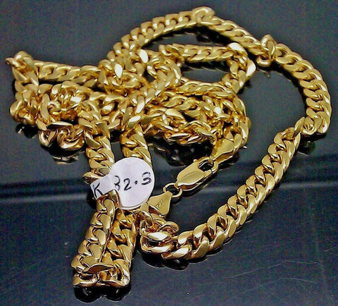 Real 10k Gold Cuban Link Chain Necklace 7mm 30" Inch Box clasp Mens