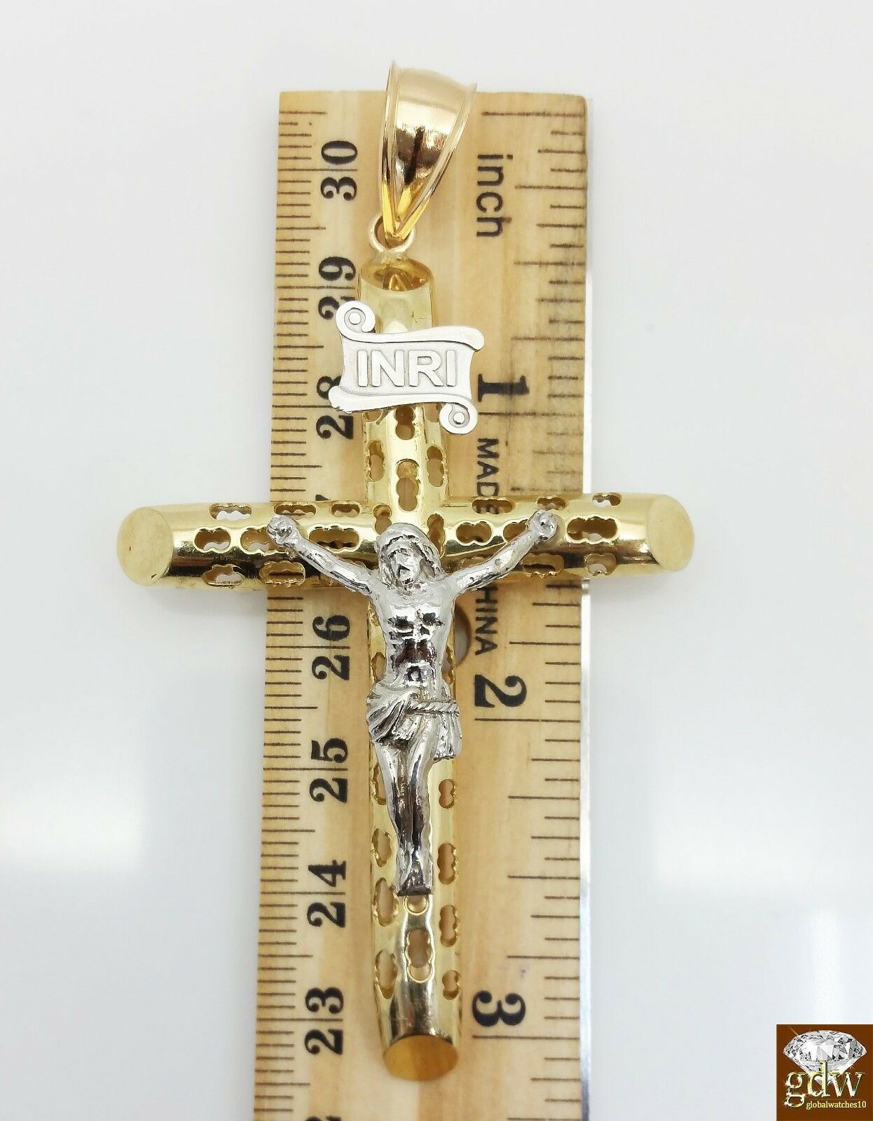 10k Yellow Gold Jesus Crucifix Cross pendant Charm Men Women