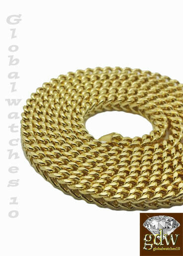 10k Yellow Gold Franco Chain for Men, Real 10k Chain 28 Inch, 4mm, Lobster Clasp