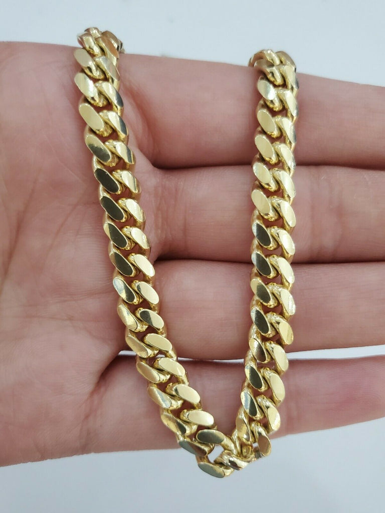 SOLID 10k Yellow Gold cuban Chain 7mm 28" Inch Box Clasp Miami cuban Necklace