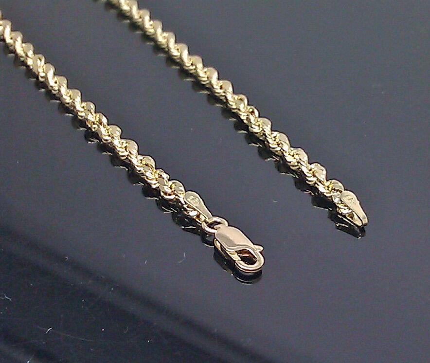 REAL 10K Yellow Gold Rope Chain, Diamond Cut 3mm 18" 20" 22" 24" 26" 28" 30"