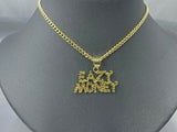 10k 3mm Miami Cuban Gold EAZY MONEY Charm Pendant Chain 18" 20" 22" 24" 26"