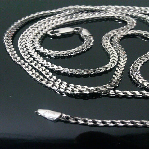 Real 10k Men's White Gold Franco Chain Necklace Box 36" 2 mm ,Cuban, rope,palm N