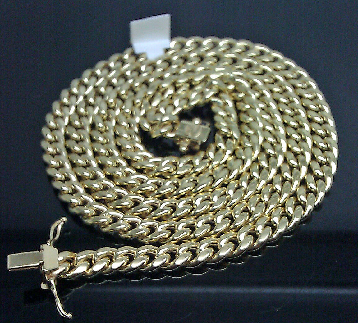 10k Yellow Gold Men 8.5 mm Real Miami Cuban Chain Necklace Box Lock 21" inch