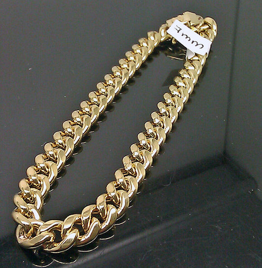 10k Gold Bracelet Men Real Gold Miami Cuban Link Bracelet 7mm 9" inch Box Lock