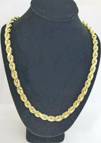 10k REAL Gold Rope Chain 8 mm 28" Yellow gold Necklace Men 10kt diamond cuts