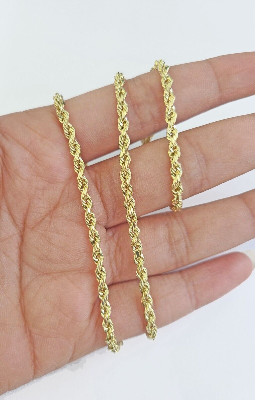 Real  14k Yellow Gold Rope Chain 3mm 18 Inches Ladies Necklace