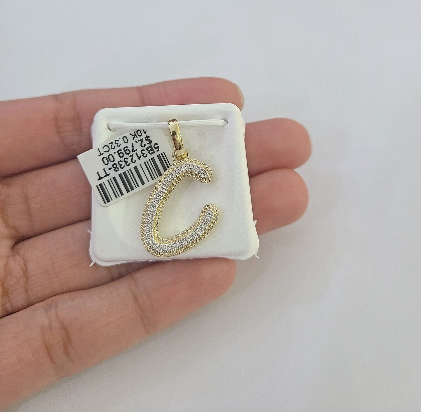 10k Real Yellow Gold Genuine Diamond Initial A-Z Alphabet Charm Pendent