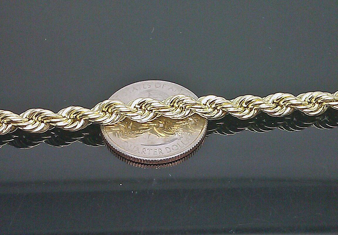 Brand New 10K Men Yellow Gold Rope Bracelet 6mm 8" Inches