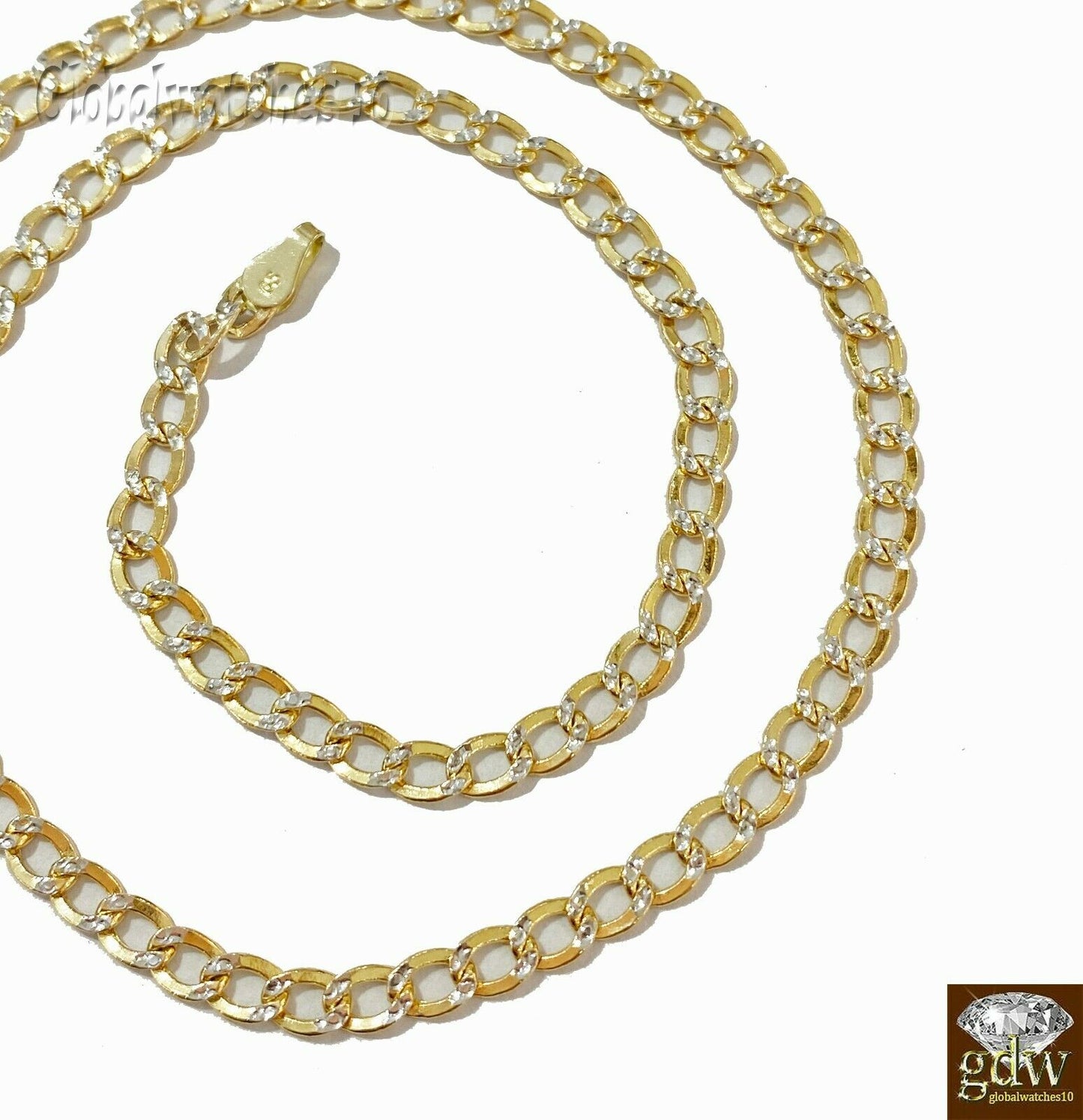 Real 10k Yellow Gold Cuban link 4mm Chain with diamond Cut 20 22 24 26 inch