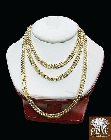 10k Gold Miami Cuban Chain Necklace 22" Inch Men Women Link 4mm , Real 10k Gold