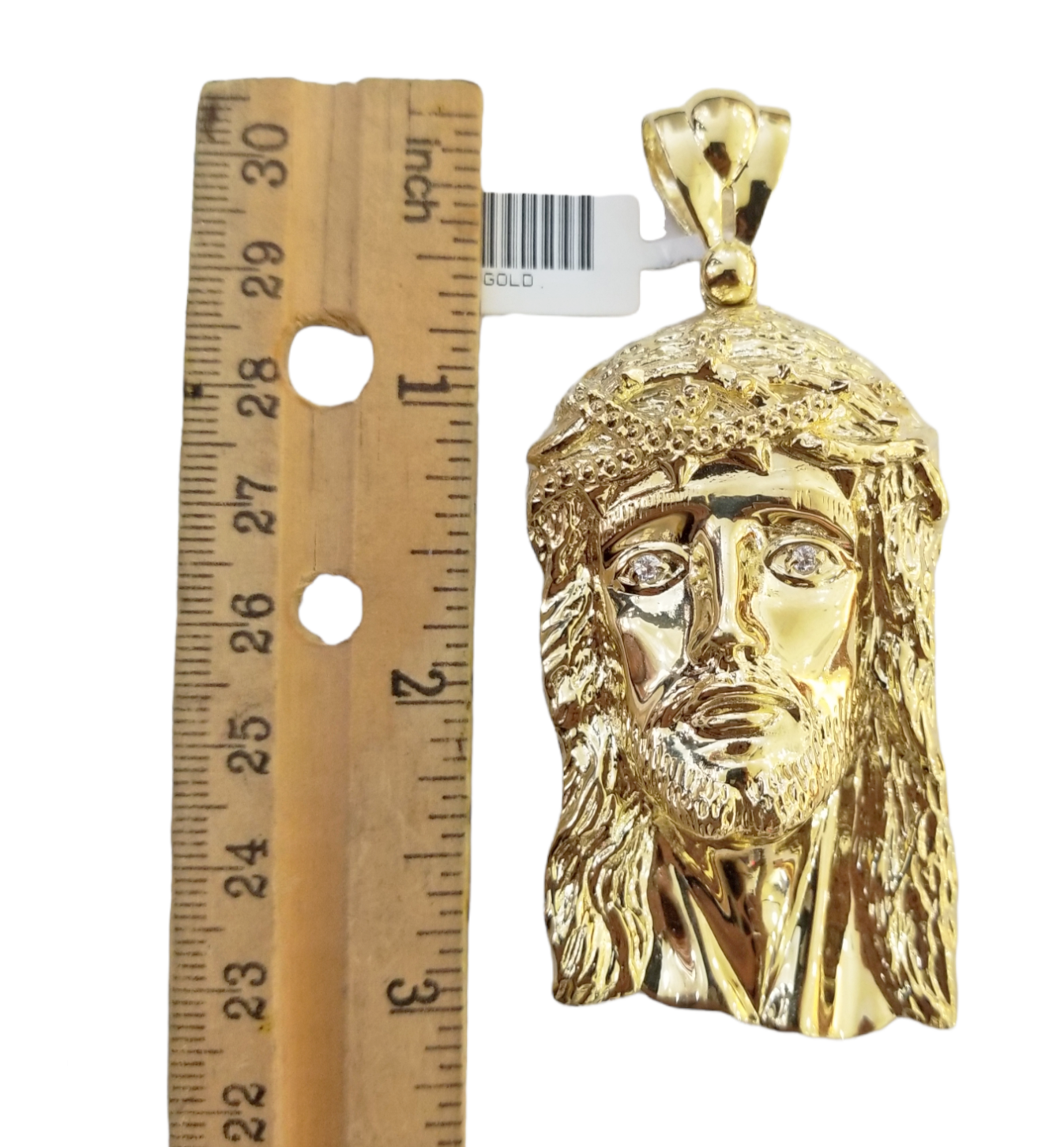 Real 10K Yellow Gold Jesus Head Pendent Charm 3" Inch 10kt