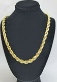 REAL 10K Gold Rope Chain Necklace 7mm 30 Inch Men's 10 k yellow Gold Diamond Cut