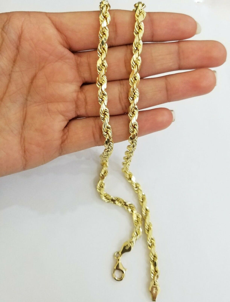 10k REAL Gold Rope Chain 6mm 20Yellow gold Necklace Men women