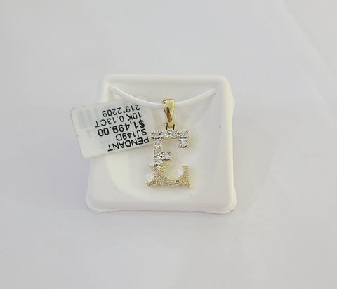 10k Real Yellow Gold Genuine Diamond Initial A-Z Alphabet Charm Letters Pendent