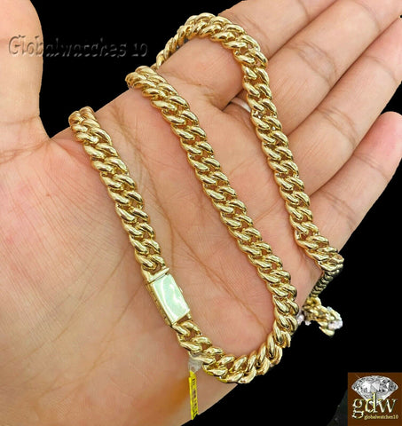 9CT Real Natural Diamond chain Tennis Necklace Miami Cuban 10k Yellow Gold SOLID