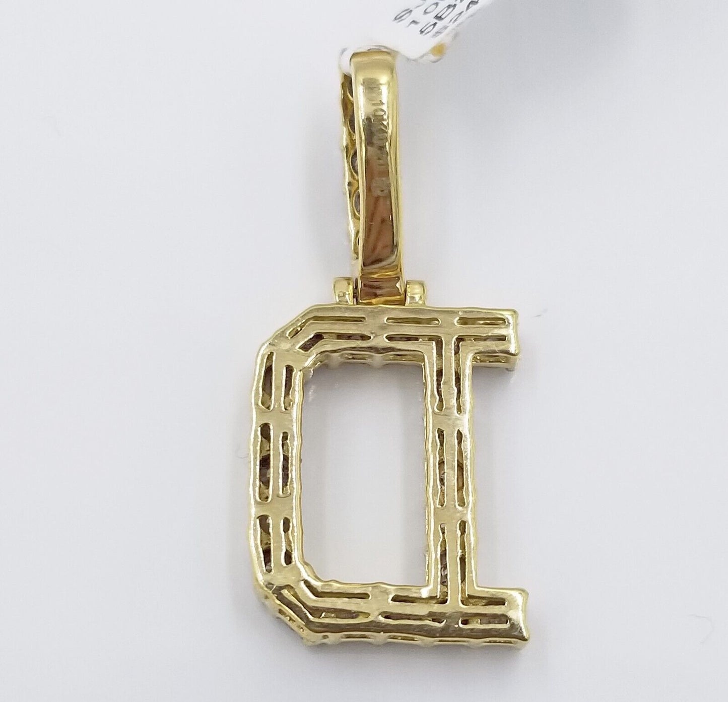 10k Yellow Gold Diamond Letter A-Z Initial Charm Pendant Real Diamond