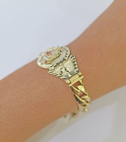 10k Gold St Lazaro Miami Cuban Bracelet Size 8" Inches 8mm 10kt Mens Ladies